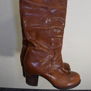 Vintage Bruno Premi Tall SMALL CALF Medium Brown Heeled Boots WOMENS‎ 7.5 38